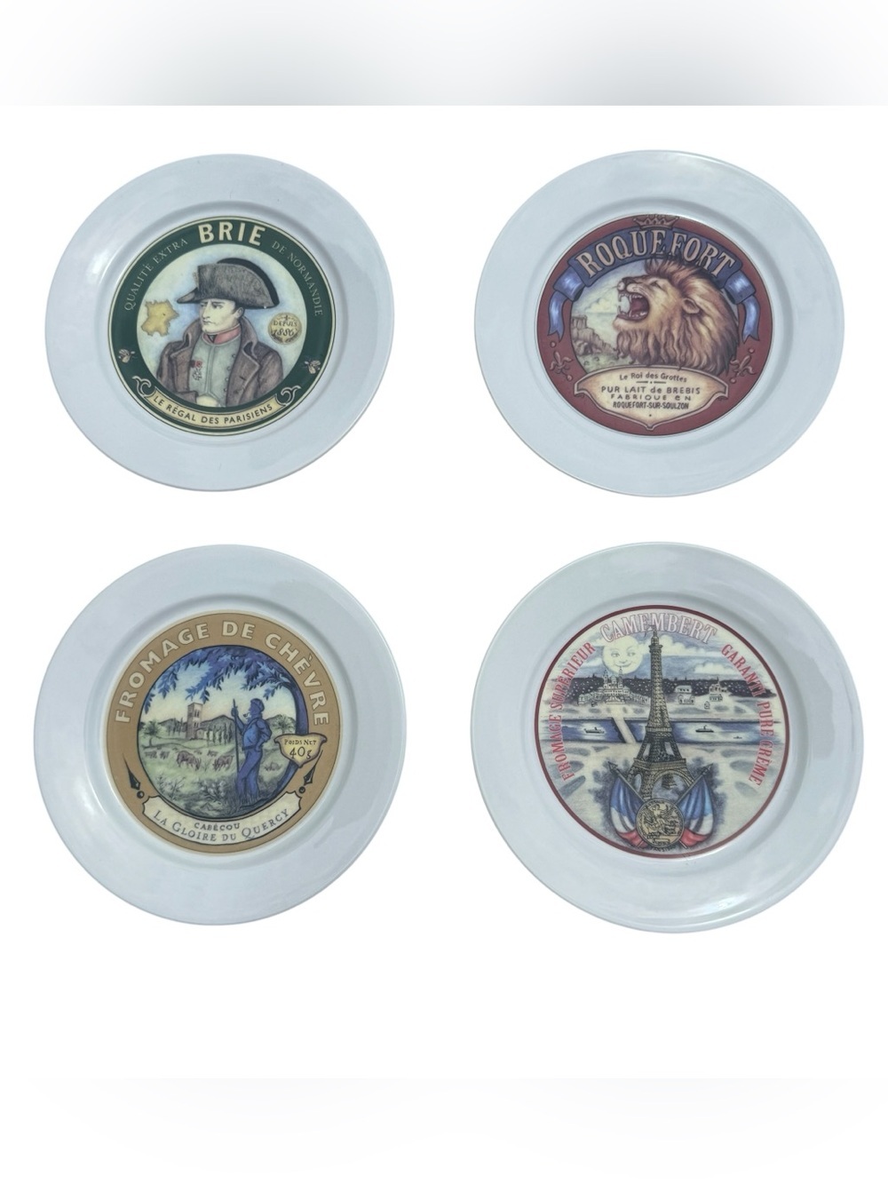 Vintage Restoration Hardware 2002 French Cheese Plates Set of 4 Paris Decor 8”